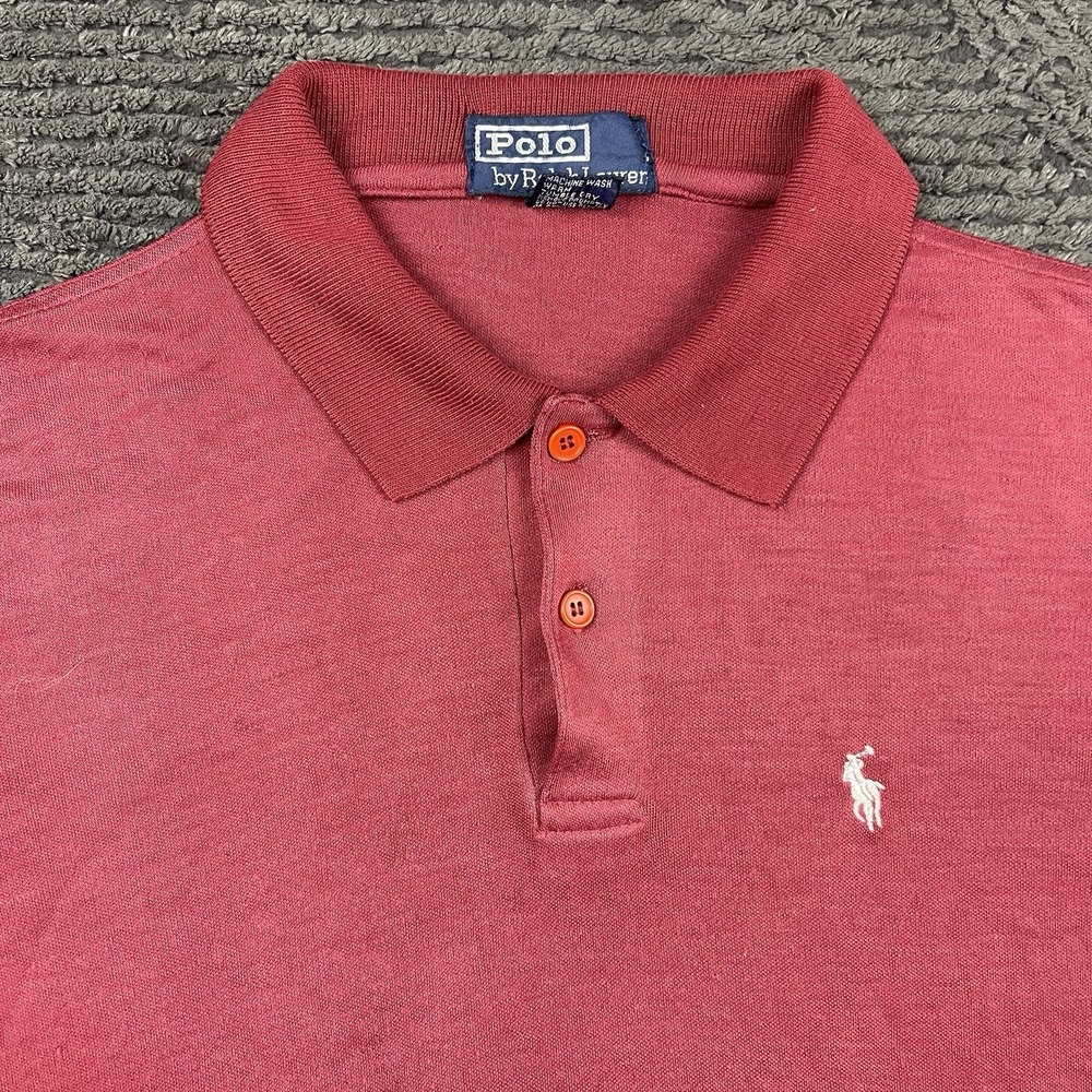 Vintage Polo Ralph Lauren Youth Medium Polo Shirt Red Short Sleeve Korea Made